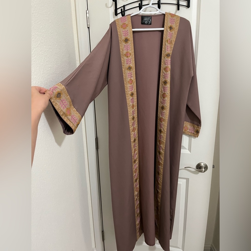 Pink Kimono with Embroidered Trim